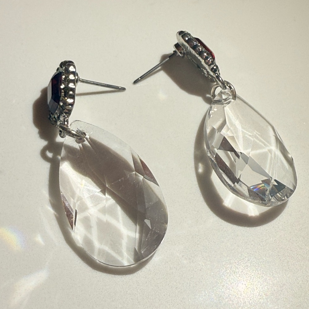 Crystal and Silver Teardrop Earrings